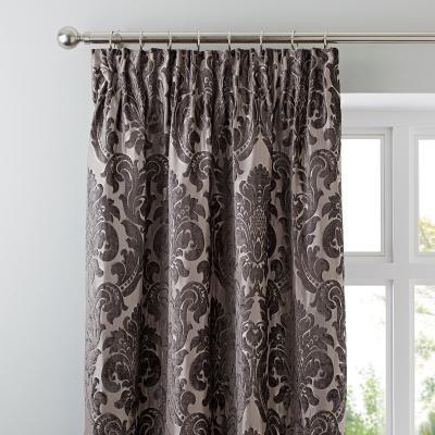 Dunelm Versailles Charcoal Pencil Pleat Curtains Grey