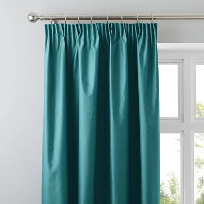 Dunelm Nova Jade Blackout Pencil Pleat Curtains Green