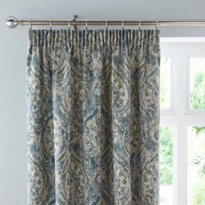 Dunelm Bracewell Pencil Pleat Curtains Teal Teal (Blue)