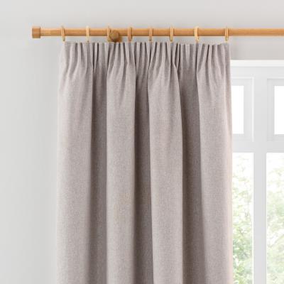 Dunelm Luna Brushed Taupe Pencil Pleat Curtains Taupe (Brown)