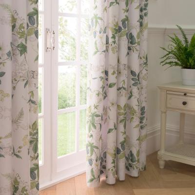 Dunelm Dorma Botanical Garden Blackout Pencil Pleat Curtains White and Green