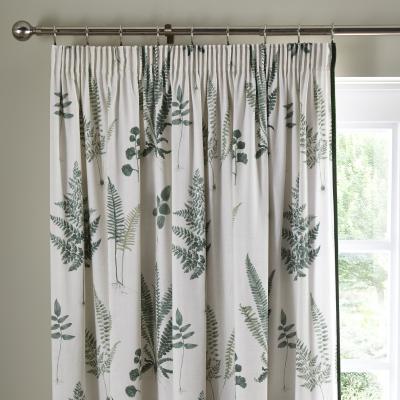 Dunelm Fern Green Pencil Pleat Curtains Green and White