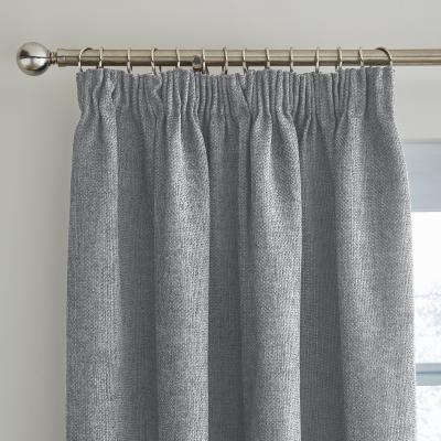 Dunelm Ensley Chenille Thermal Dove Grey Pencil Pleat Curtains Grey