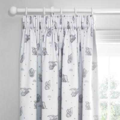 Dunelm Dumbo Pencil Pleat Blackout Curtains Grey, Pink and White