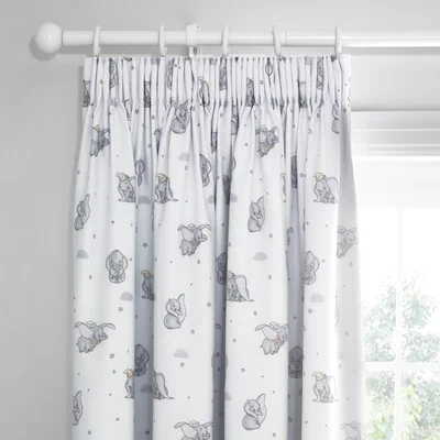 Dunelm Dumbo Pencil Pleat Blackout Curtains Grey, Pink and White