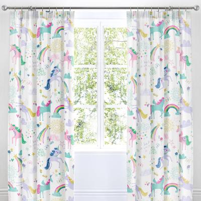 Dunelm Rainbow Unicorn Pencil Pleat Curtains MultiColoured