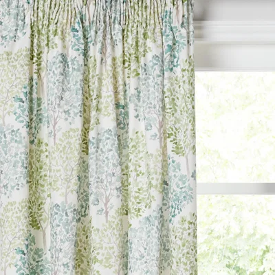 John Lewis John Lewis & Partners Leckford Trees Pair Lined Pencil Pleat Curtains