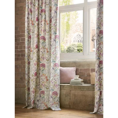 John Lewis Voyage Country Hedgerow Pair Lined Pencil Pleat Curtains, Lotus