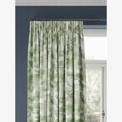 John Lewis Harlequin Grounded Green Pair Lined Pencil Pleat Curtains, Green