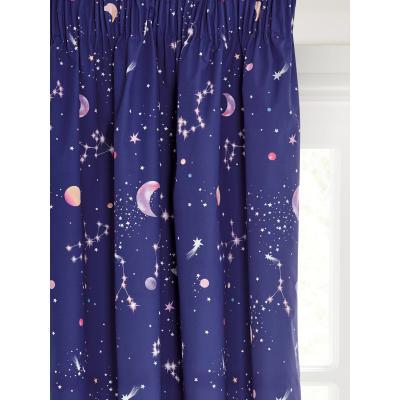 John Lewis little home at John Lewis Glow in the Dark Constellation Print Pencil Pleat Blackout Children's Curtains, Blue