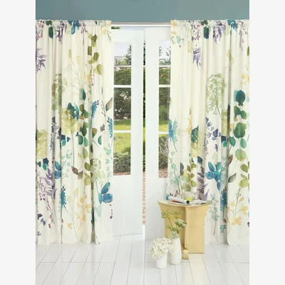 John Lewis bluebellgray Botanical Pair Blackout Lined Pencil Pleat Curtains, Multi