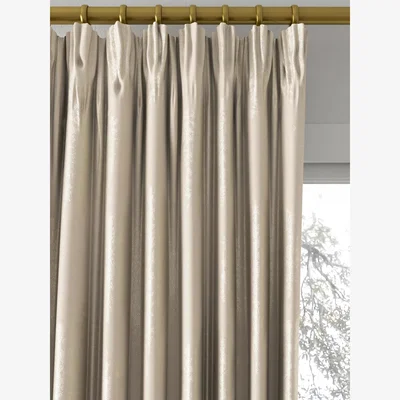 John Lewis John Lewis & Partners Leckford Trees Tonal Weave Pair Lined Pencil Pleat Curtains, Loden Green