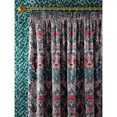 John Lewis Emma J Shipley Amazon Pair Lined Pencil Pleat Velvet Curtains, Pink