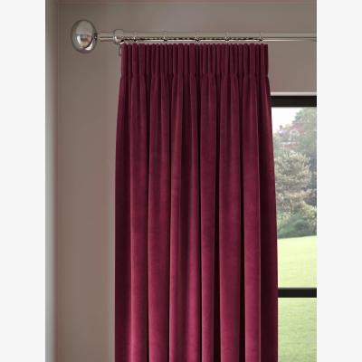 John Lewis John Lewis Velvet Pair Lined Pencil Pleat Curtains, Damson