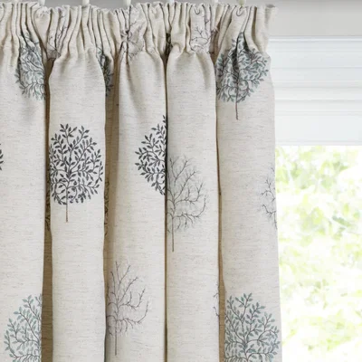John Lewis John Lewis & Partners Mini Olive Trees Pair Lined Pencil Pleat Curtains, Duck Egg