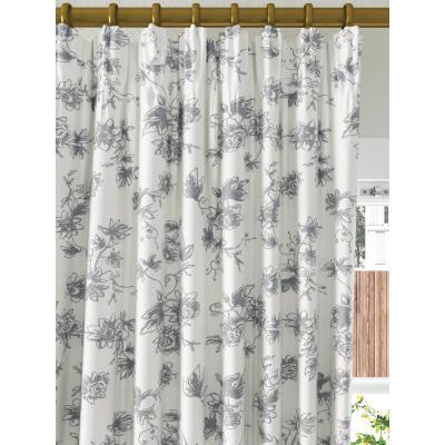 John Lewis John Lewis & Partners Rayen Pair Lined Pencil Pleat Curtains, White/Blue