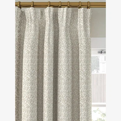 John Lewis John Lewis Ivy Leaf Pair Lined Pencil Pleat Curtains, Putty
