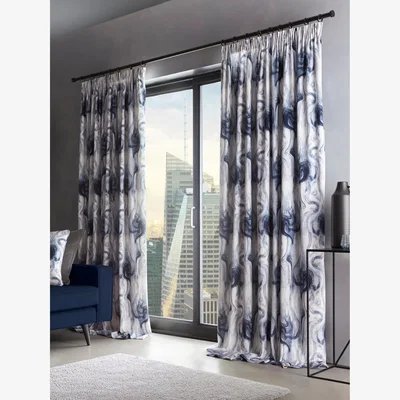John Lewis Clarke & Clarke Tessuto Pair Lined Pencil Pleat Curtains, Smoke/Midnight