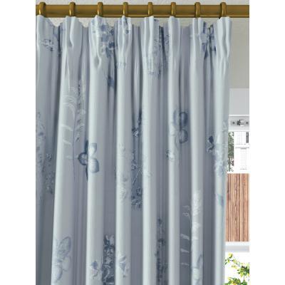 John Lewis John Lewis & Partners Mabel Pair Blackout Lined Pencil Pleat Curtains, Ice Blue