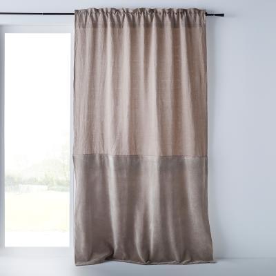 La Redoute Aasta Dual Fabric Single Curtain Panel in Linen/Velvet