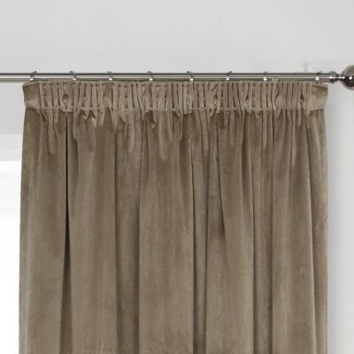 La Redoute Clever Velvet Lined Pencil Pleat Curtains in Camel