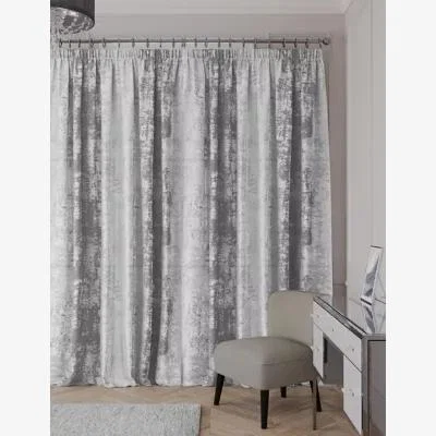 Marks & Spencer M&S Textured Shimmer Pencil Pleat Curtains - EW90 - Silver, Silver,Champagne