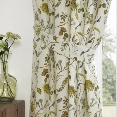 The Range Grove Natural Floral 3" Pencil Pleat Curtains - Natural / 66in / 54in