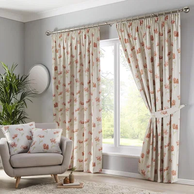 The Range Westbury Terracotta Pencil Pleat Curtains - Terracotta / 90cm / 66cm