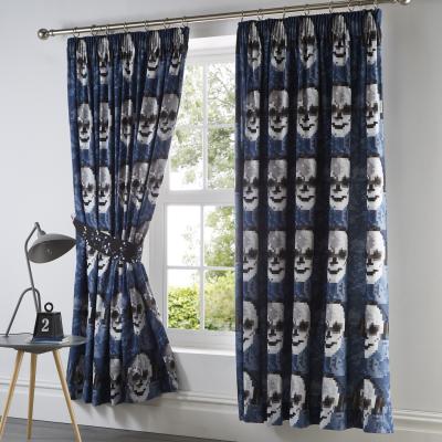 The Range Pixel Skulls Pencil Pleat Curtains - Multi  / 137cm