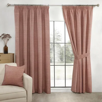 The Range Aztec Salsa Pencil Pleat Curtains - Salsa / 72in / 46in