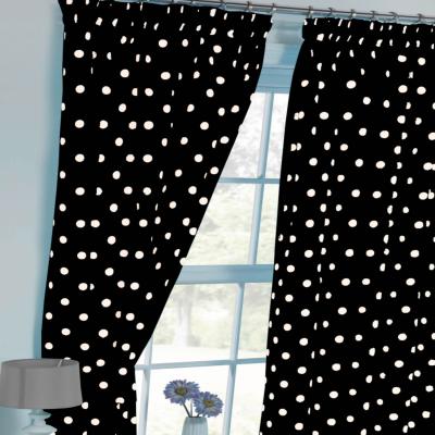 The Range Polka Dot Black White Curtain Pair With Tie Backs Pencil Pleat - Black / 72in