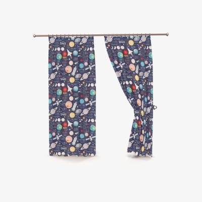 The Range Planets Pencil Pleat Lined Curtains - Blue / 72cm