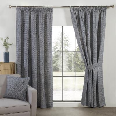 The Range Aztec Navy Pencil Pleat Curtains - Navy / 72in / 90in