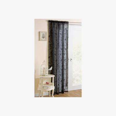 The Range Birdcage Flock Panel Curtain  - Black / 183cm