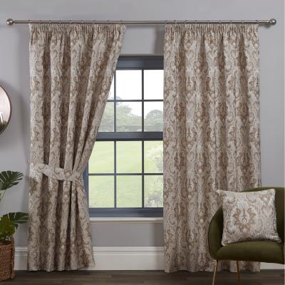 The Range Tagola Latte Damask Pattern 3" Pencil Pleat Curtains  - Latte / 66in / 54in
