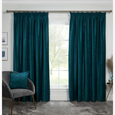 The Range Chenille Taped Curtains - Teal / 183cm / 168cm