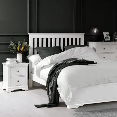 Chiltern Oak Furniture Florence White Painted Double Bed Frame Low Panelled Footboard