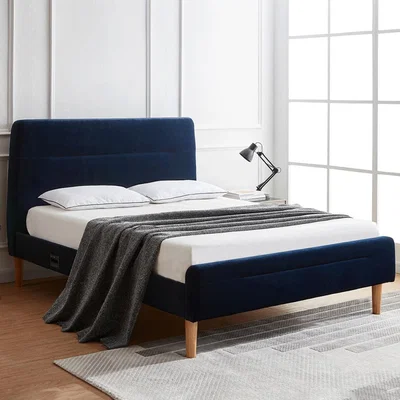 Cuckooland Koble Nodd Smart Bed in Blue Velvet with Wireless Charging - King