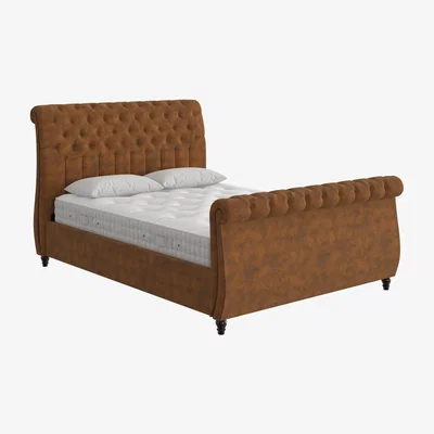 Furniture Village Churchill High Foot End Ottoman Bed Frame - Double - Orange