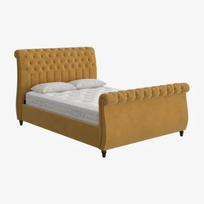 Furniture Village Churchill High Foot End Ottoman Bed Frame - Double - Yellow