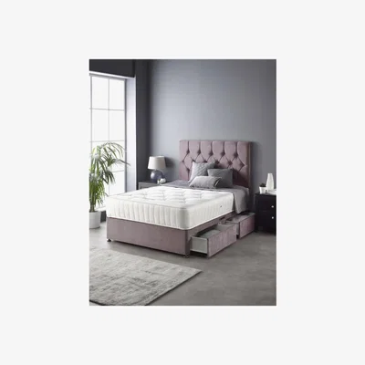 Furniture123 Catherine Lansfield Boutique Divan Bed with 2 Drawers and Ortho Pocket Mattress in Blush Pink - Small Double