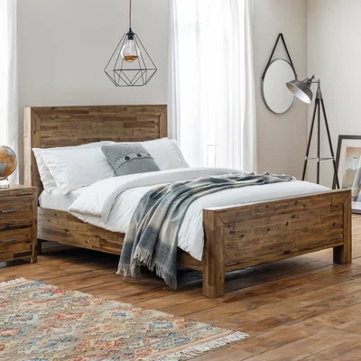 Furniture123 Hoxton Wooden Double Bed Frame with Rustic Oak Finish - Julian Bowen