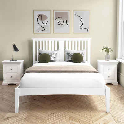 Furniture123 White Wooden Double Bed Frame - Charlie