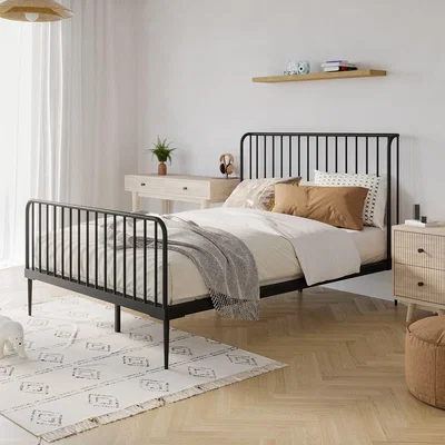 Furniture123 Black Metal Double Bed Frame - Jackson