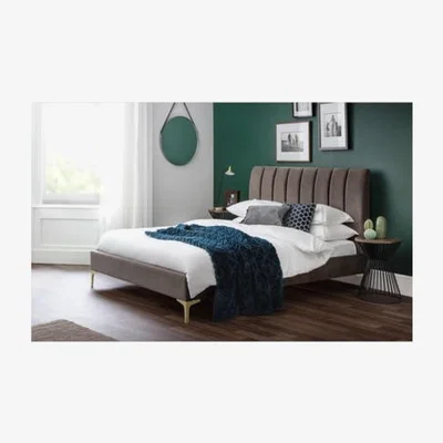 Furniture123 Julian Bowen Scalloped Velvet Double Bed Frame in Grey