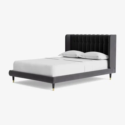 Habitat Swoon Kipling Double Velvet Bed Frame - Granite Grey