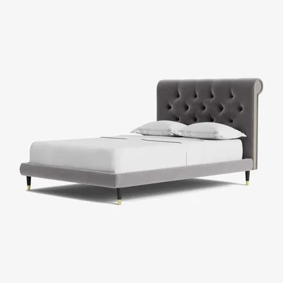 Habitat Swoon Winston Double Velvet Bed Frame - Silver Grey