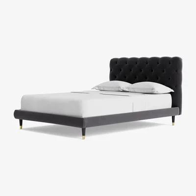 Habitat Swoon Burbage Double Velvet Bed Frame - Granite Grey