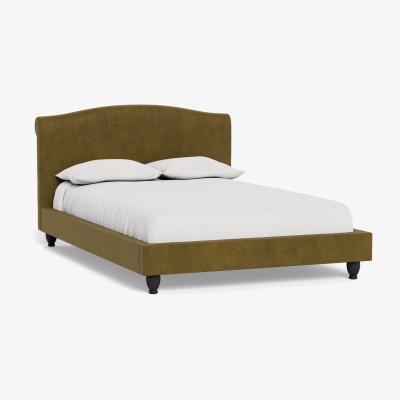 Heal's Heal's Devon Double Bed Smart Luxe Velvet Peridot Walnut Stained Beech Feet