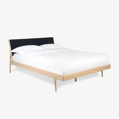 Heal's Gazzda Fawn Double Bed Oak Black Webbing With Slats - Heal's UK Bedroom Furniture